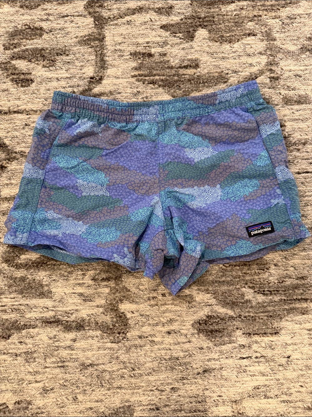 Patagonia Men's Teal & Blue Camo Athletic Shorts
